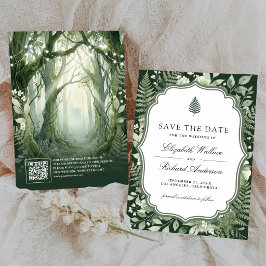 Watercolor Betoverd Bos QR Code Trouwen Save The Date
