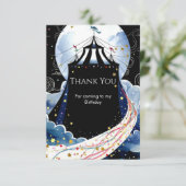 Watercolor Betoverde Circus Verjaardag Bedankkaart (Staand voorkant)