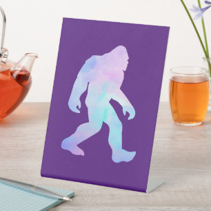Watercolor Bigfoot Reclamebord Met Voetstuk