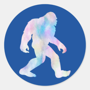 Watercolor Bigfoot Ronde Sticker
