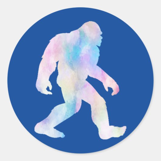 Watercolor Bigfoot Ronde Sticker (Voorkant)