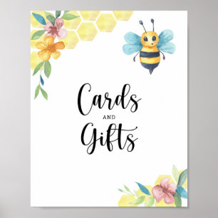 Watercolor bij florale kaarten en cadeaus baby sho poster