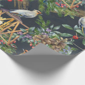 Watercolor Bird and Lantern Design Christmas Cadeaupapier (Hoek)