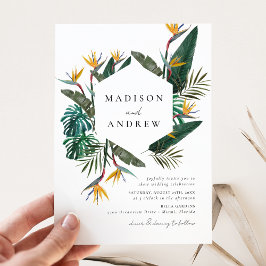 Watercolor Bird of Paradise Bruiloft Kaart