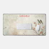 Watercolor Birds and Spring Flowers Bureaumat (Keyboard & Muis)