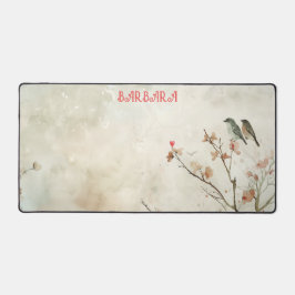 Watercolor Birds and Spring Flowers Bureaumat
