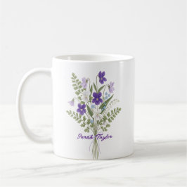 Watercolor Birth Flower Violet Personalized Mug Koffiemok