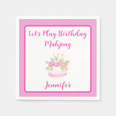 Watercolor Birthday Cake Mahjong PERSONALIZE Servet (Voorkant)