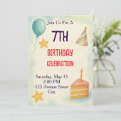 Watercolor Birthday Celebration Kaart (Staand voorkant)