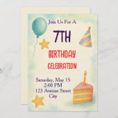 Watercolor Birthday Celebration Kaart (Voorkant / Achterkant)