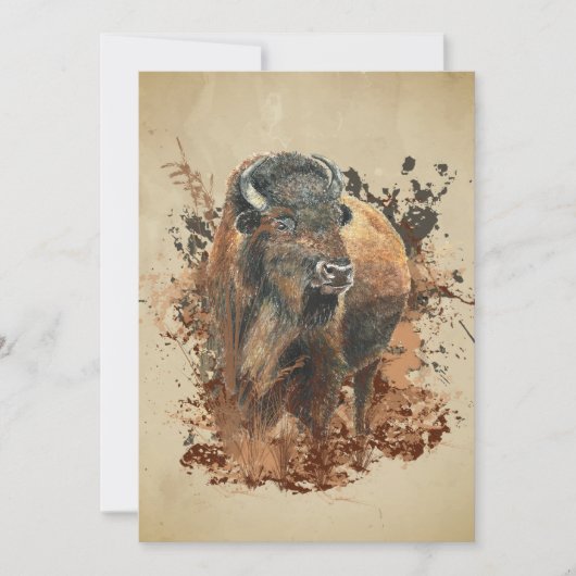 Watercolor Bison Buffalo Animal Wildlife Nature  Kaart (Voorkant)