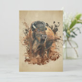 Watercolor Bison Buffalo Animal Wildlife Nature  Kaart (Staand voorkant)