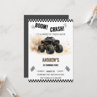 Watercolor Black Boom Crash Monster Truck Bash Kaart