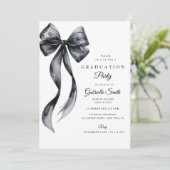 Watercolor black bow modern graduation party kaart (Staand voorkant)