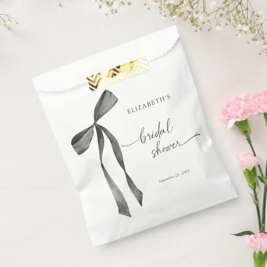 Watercolor Black Coquette Bow Bridal Shower Bedankzakje (Gezegeld)