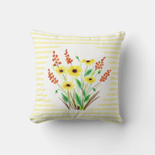 Watercolor Black-Eyed Susan Bloem Vierkant Kussen