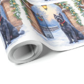Watercolor Black Russian Terrier Iron Christmas Cadeaupapier (Rol Hoek)