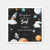 Watercolor Black Space Baby Shower Rocket Planet Servet (Voorkant)