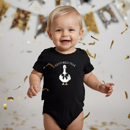Watercolor Black White Silly Goose Happy New Year Romper