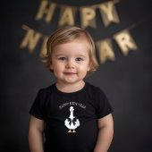 Watercolor Black White Silly Goose Happy New Year Romper