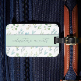 Watercolor blad bagage label 'Avontuur wacht'