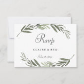 Watercolor blad krans Trouw RSVP kaart (Voorkant)