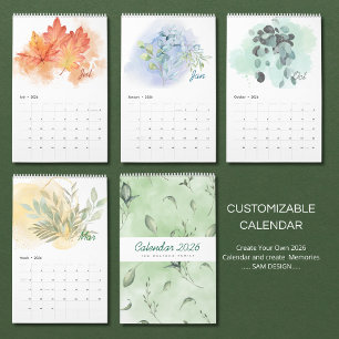 Watercolor Bladeren 2026 Kalender Botanische Nat