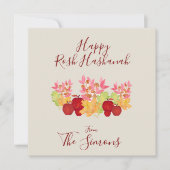 Watercolor bladeren appels Rosh Hashanah FLAT Kaart (Voorkant)