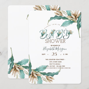 Watercolor Bladeren Boho Baby Shower Kaart