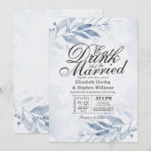 Watercolor Bladeren EAT Drinken & Trouwen Bruiloft Kaart (Voorkant / Achterkant)