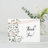 Watercolor Bladeren Foto Bruiloft Bedankkaart (Staand voorkant)