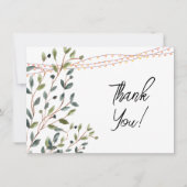 Watercolor Bladeren Foto Bruiloft Bedankkaart (Voorkant)