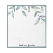 Watercolor bladeren gepersonaliseerd notitieblok (Voorkant)
