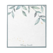 Watercolor bladeren gepersonaliseerd notitieblok (Voorkant)