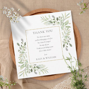 Watercolor Bladeren Groene Baby Shower Gedicht Bedankkaart