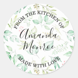 Watercolor Bladeren Kruiden Bessen UIT DE KEUKEN Ronde Sticker