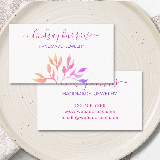 Watercolor Bladeren Sieraden Visitekaartje
