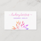 Watercolor Bladeren Sieraden Visitekaartje (Voorkant)
