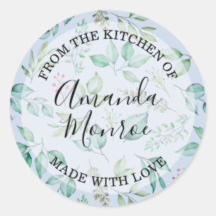 Watercolor Bladeren VANUIT DE KEUKEN Ronde Sticker