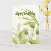Watercolor Bladeren Verjaardag Kaart (Gele Bloem)