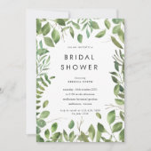 Watercolor Bladerige Rand Frame Bruiloft Feest Kaart (Voorkant)