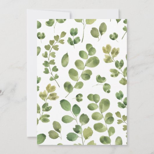 Watercolor Bladerige Rand Frame Bruiloft Feest Kaart (Achterkant)