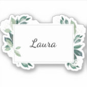 Watercolor bladgroene botanische  sticker (Voorkant)
