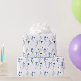 Watercolor Blau Bloem Bruiloft  Cadeaupapier