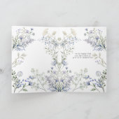 Watercolor Blau Bloemenframe Bedankkaart (Binnen)