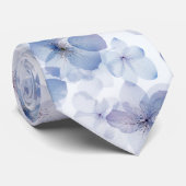 Watercolor Blau Bloemmotief Stropdas (Opgerold)