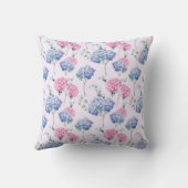 Watercolor Blau en Roze Hortensia's Bloempatroon Kussen (Achterkant)