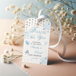 Watercolor Blau Kleine Prins Ballon Bedankt Cadeaulabel