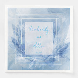 Watercolor Blau Maerle Winter Huwelijk Servet