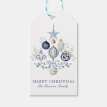 Watercolor Blau Ornamenten Kerst
